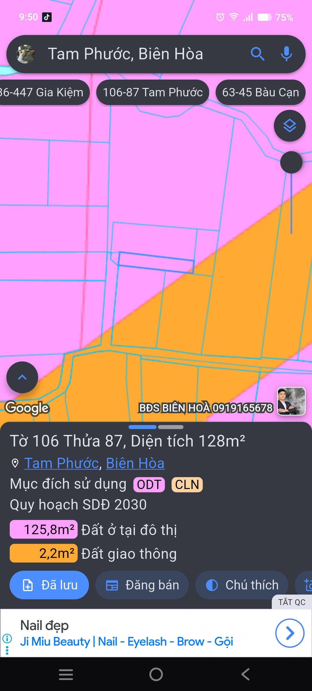 Bán Đất 128m² thổ cư 50m² giá 1 tỷ tại Phường Tam Phước Đồng Nai