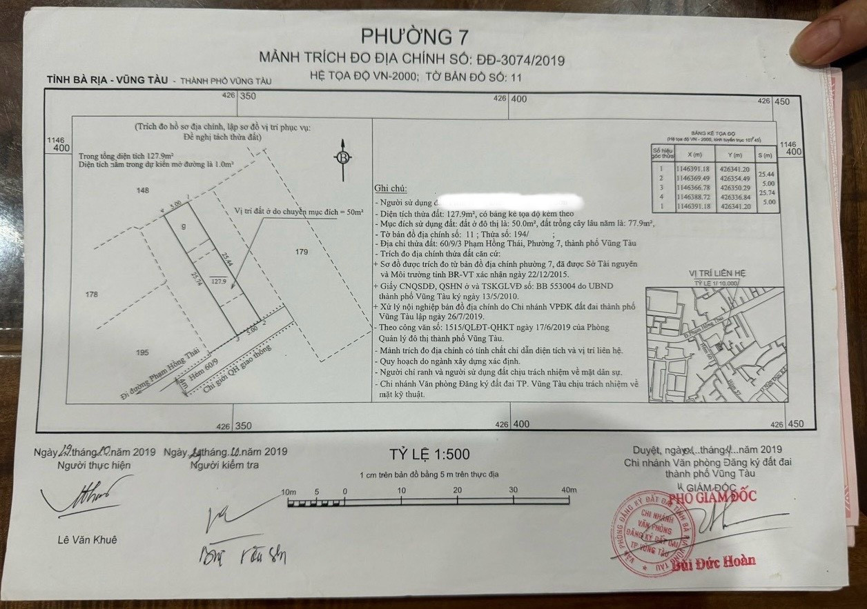 Bán đất 128.7m² ngang 5m giá 6.5 tỷ Phường Tam Thắng