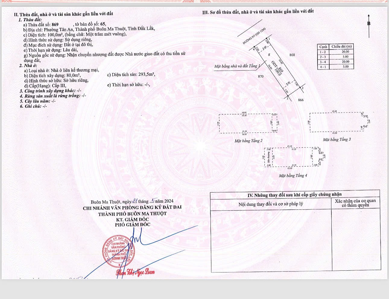 Bán nhà 100m² 4.15 tỷ tại Phường Tân An Thành phố Buôn Ma Thuột