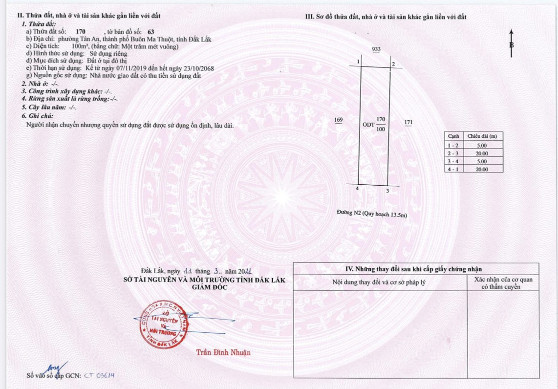 Bán lô đất thuộc Khu đô thị Ân Phú