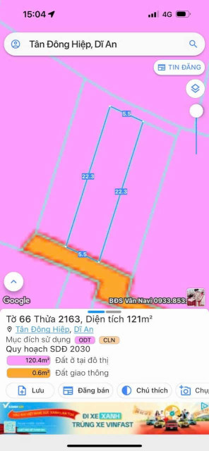 Bán gấp đất Tân Đông Hiệp, Dĩ An giá rẻ