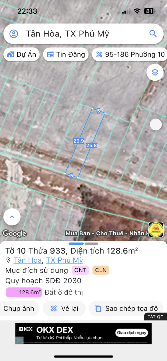 Bán đất 128m² ngang 5m giá 1.41 tỷ Phường Tân Hải