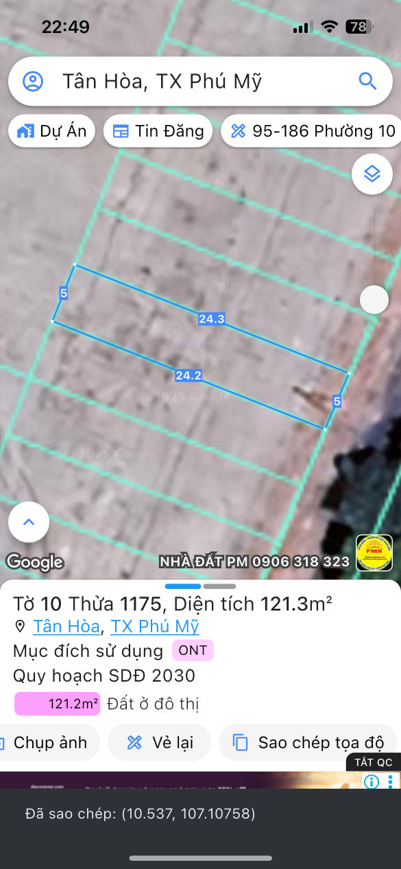 Bán đất 121.2m² ngang 5m giá 1.33 tỷ Phường Tân Hải