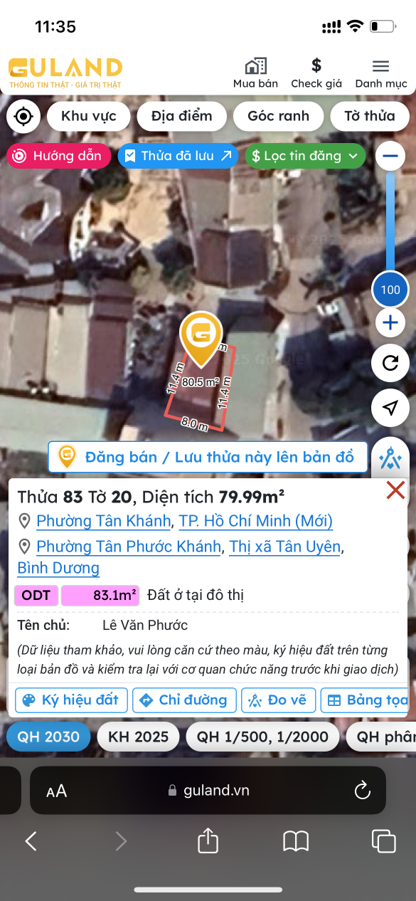 Bán đất 80m² ngang 4m giá 2 tỷ Phường Tân Khánh