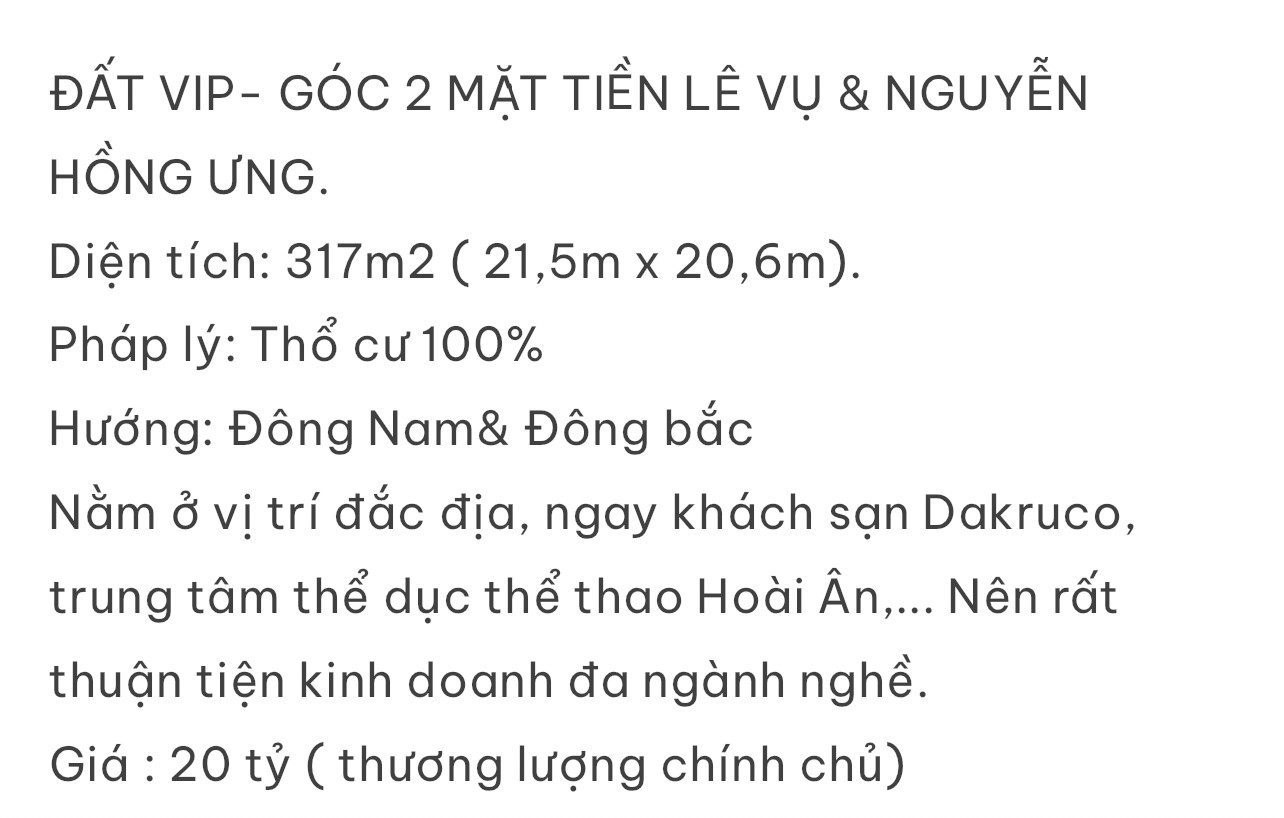 Bán đất 317.4m² 20 tỷ tại Phường Tân Lập Thành phố Buôn Ma Thuột