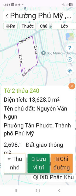 Bán đất 13.628m² ngang 89m giá 32 tỷ Phường Tân Phước