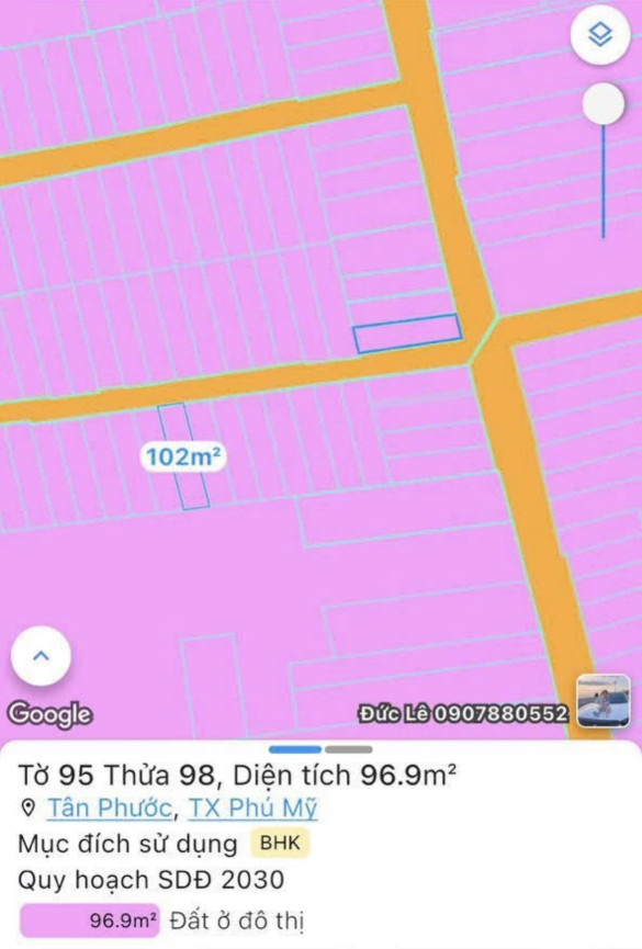 Bán đất 100m² ngang 5m giá 1.8 tỷ Phường Tân Phước