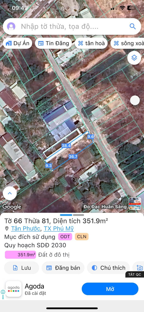 Bán đất 352m² ngang 9.6m giá 3.8 tỷ Phường Tân Phước