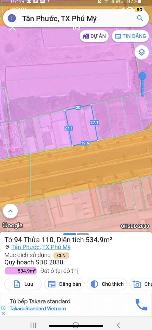Bán đất 534,9m² ngang 20m giá 12 tỷ Phường Tân Phước