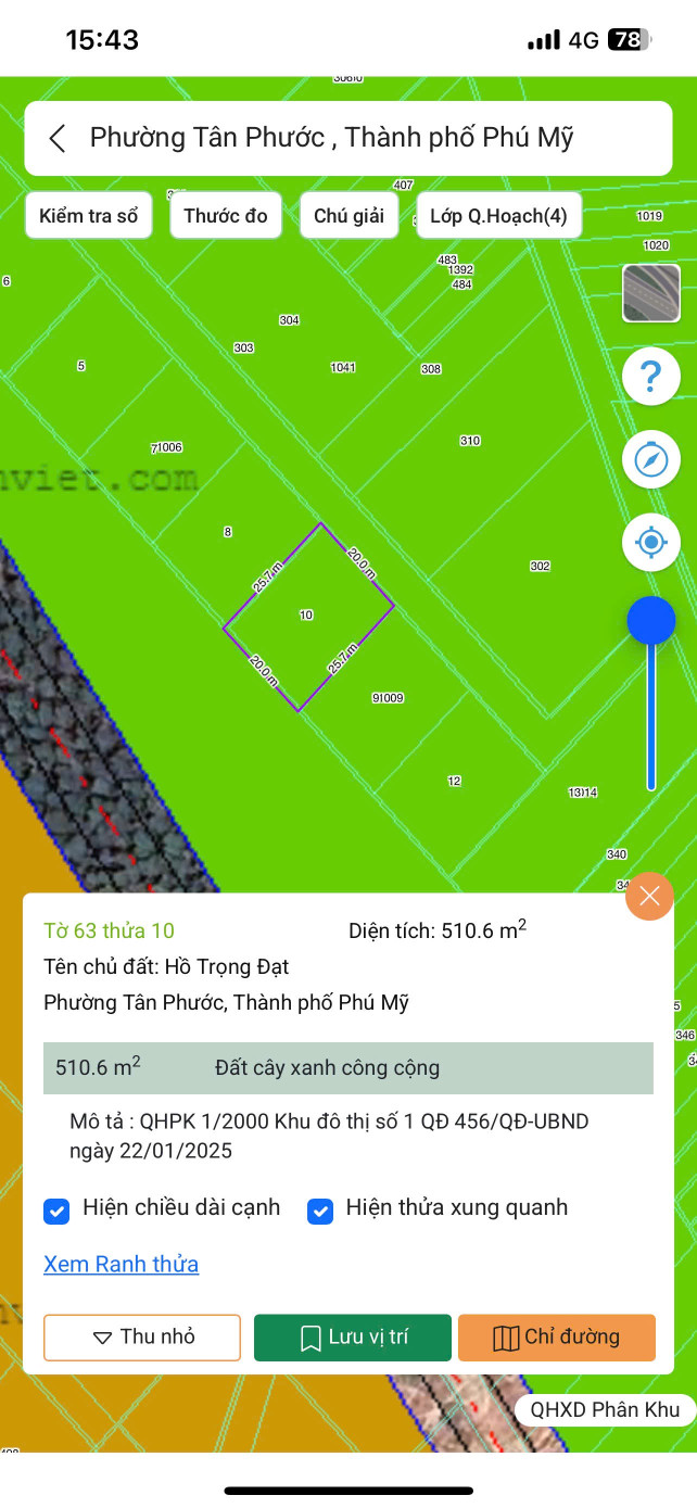 Bán đất 510m² ngang 20m giá 990 triệu Phường Tân Phước