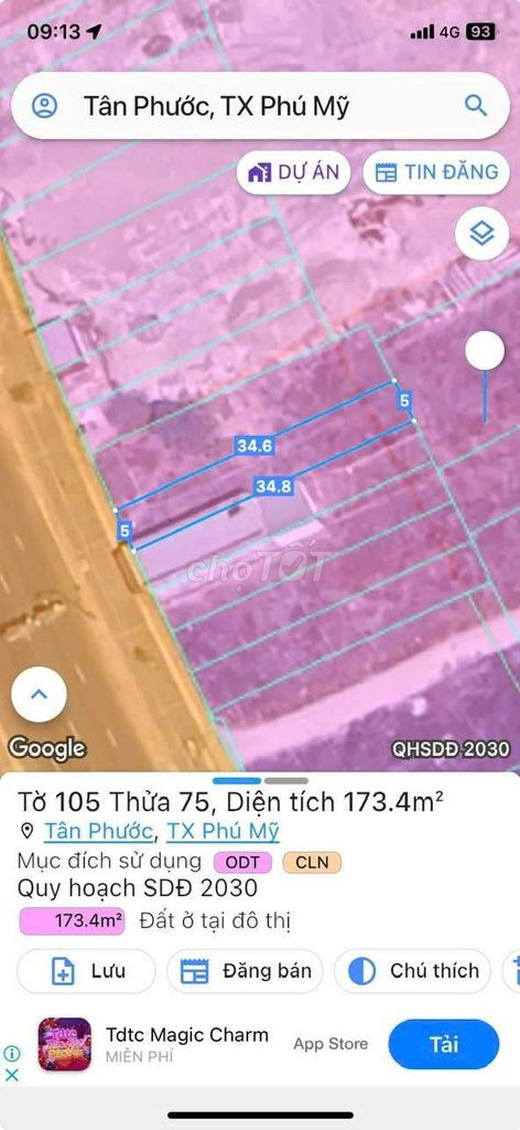 Bán đất 174m² ngang 5m giá 6.9 tỷ Phường Tân Phước