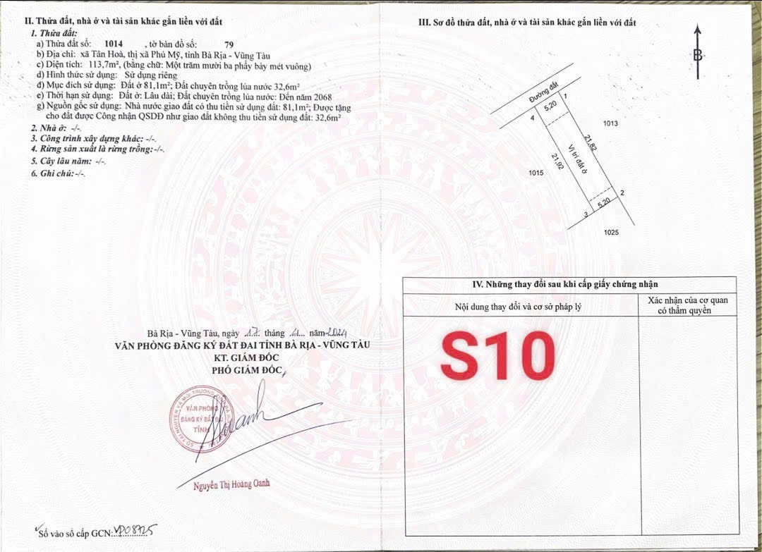 Bán đất 113,7m² ngang 5,2m giá 1tỷ262 Phường Tân Phước