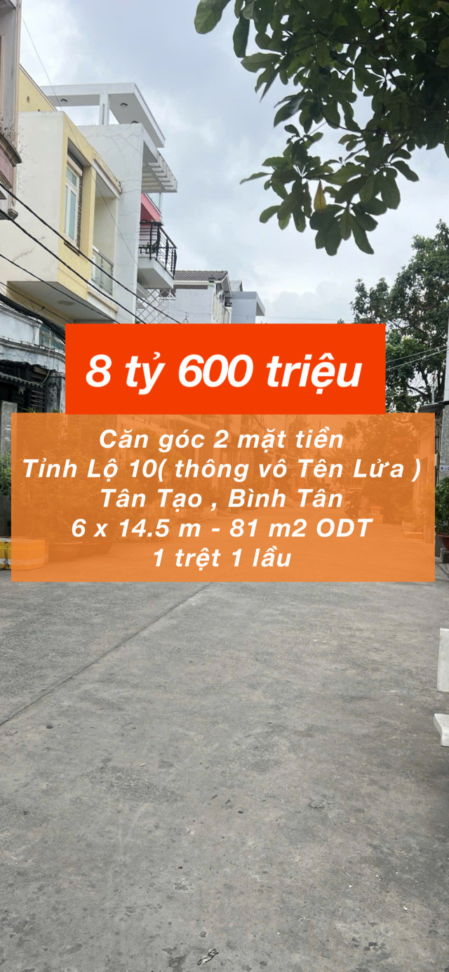 Căn góc ngang 6m Tỉnh Lộ 10