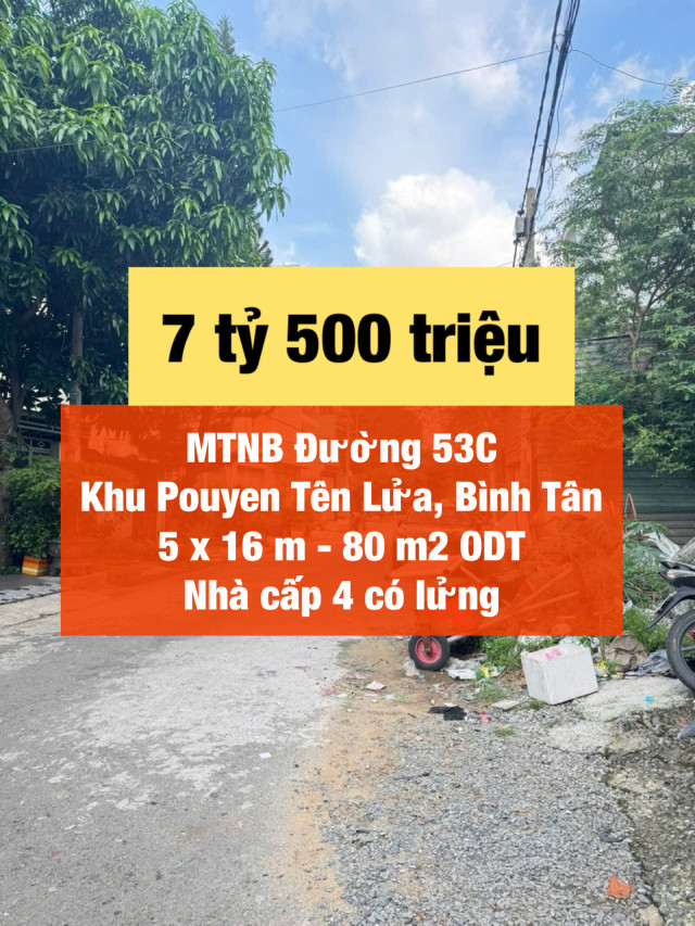 MTNB đường 53C KDC Pouyen Tên Lửa chỉ 7.5 tỷ !