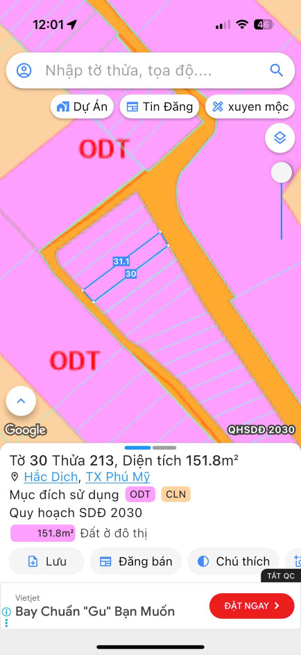 Bán đất 152.8m² ngang 5m giá 1 tỷ Phường Tân Thành