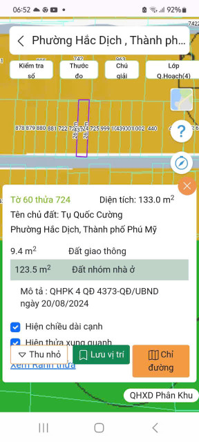 Bán đất 133m² ngang 5m giá 1.23 tỷ Phường Tân Thành