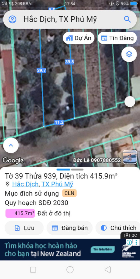 Bán đất 429m² ngang 10m giá 3.7 tỷ Phường Tân Thành