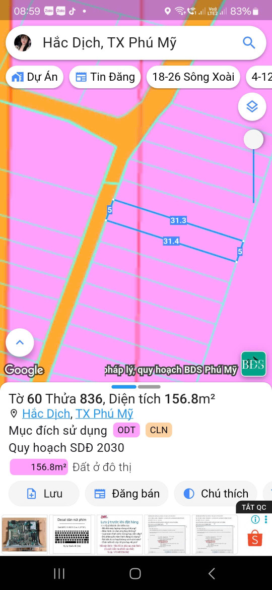 Bán đất 157m² ngang 5m giá 970 triệu Phường Tân Thành