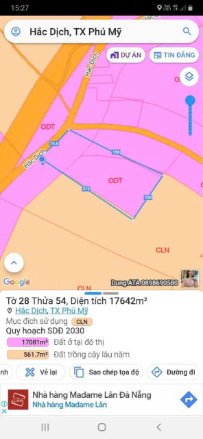 Bán đất 17267m² ngang 76,6m giá 43 tỷ Phường Tân Thành