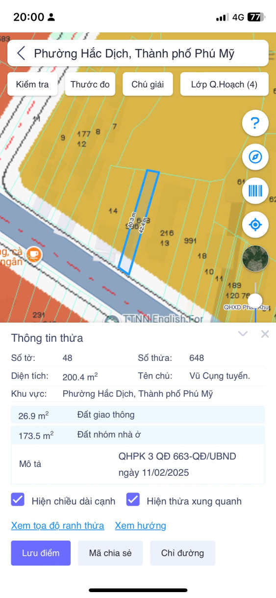Bán đất 201.9m² ngang 5.0m giá 2.9 tỷ Phường Tân Thành