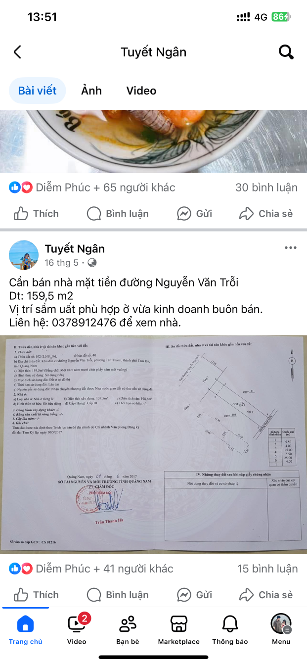Bán nhà 159,5m² 4.5 tỷ tại Phường Tân Thạnh Thành phố Tam Kỳ