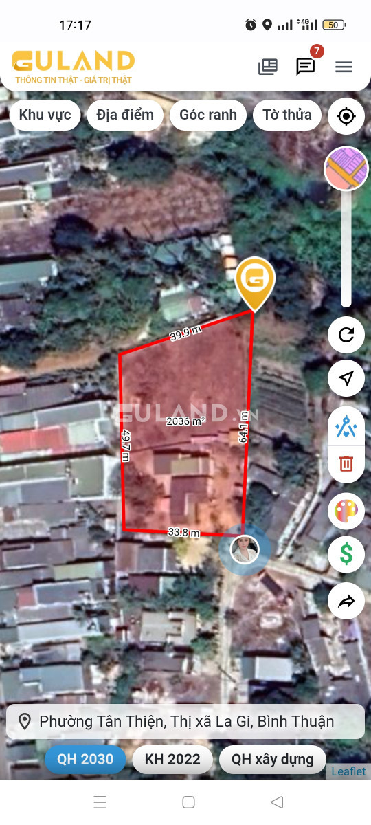 Bán  đất thổ cư 2060m² , Phường Tân Thiện, Thị xã La Gi, Bình Thuận