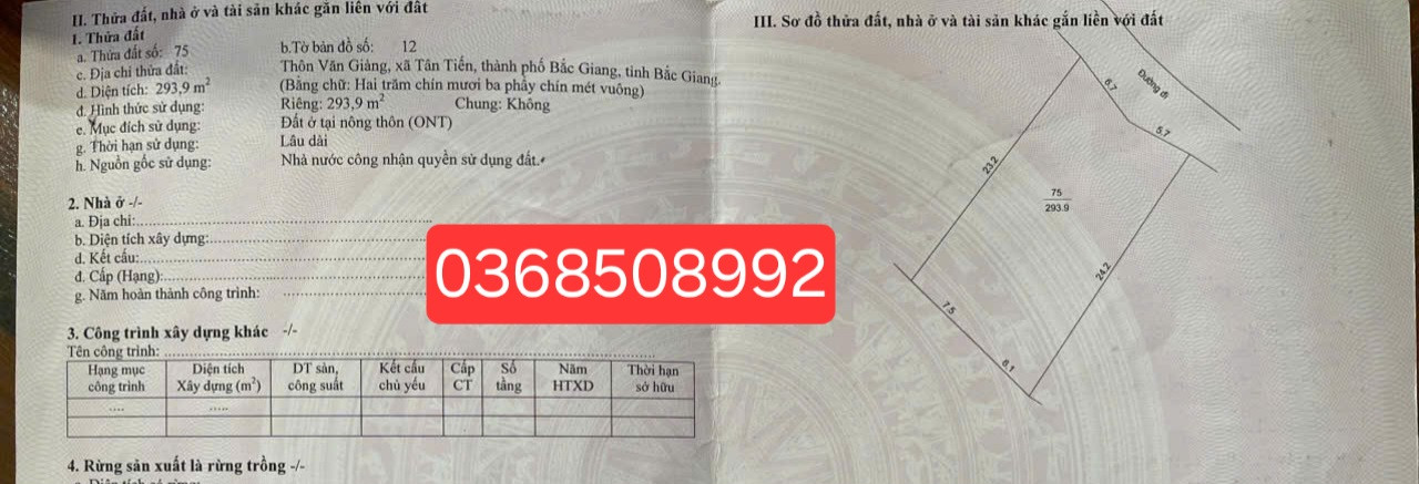 Bán đất 293m² ngang 12,4m giá 6.8 tỷ Phường Tân Tiến