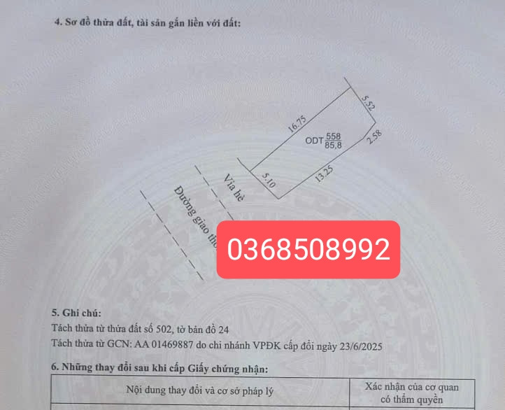 Bán đất 85,8m² ngang 5,1m giá 5.8 tỷ Phường Tân Tiến