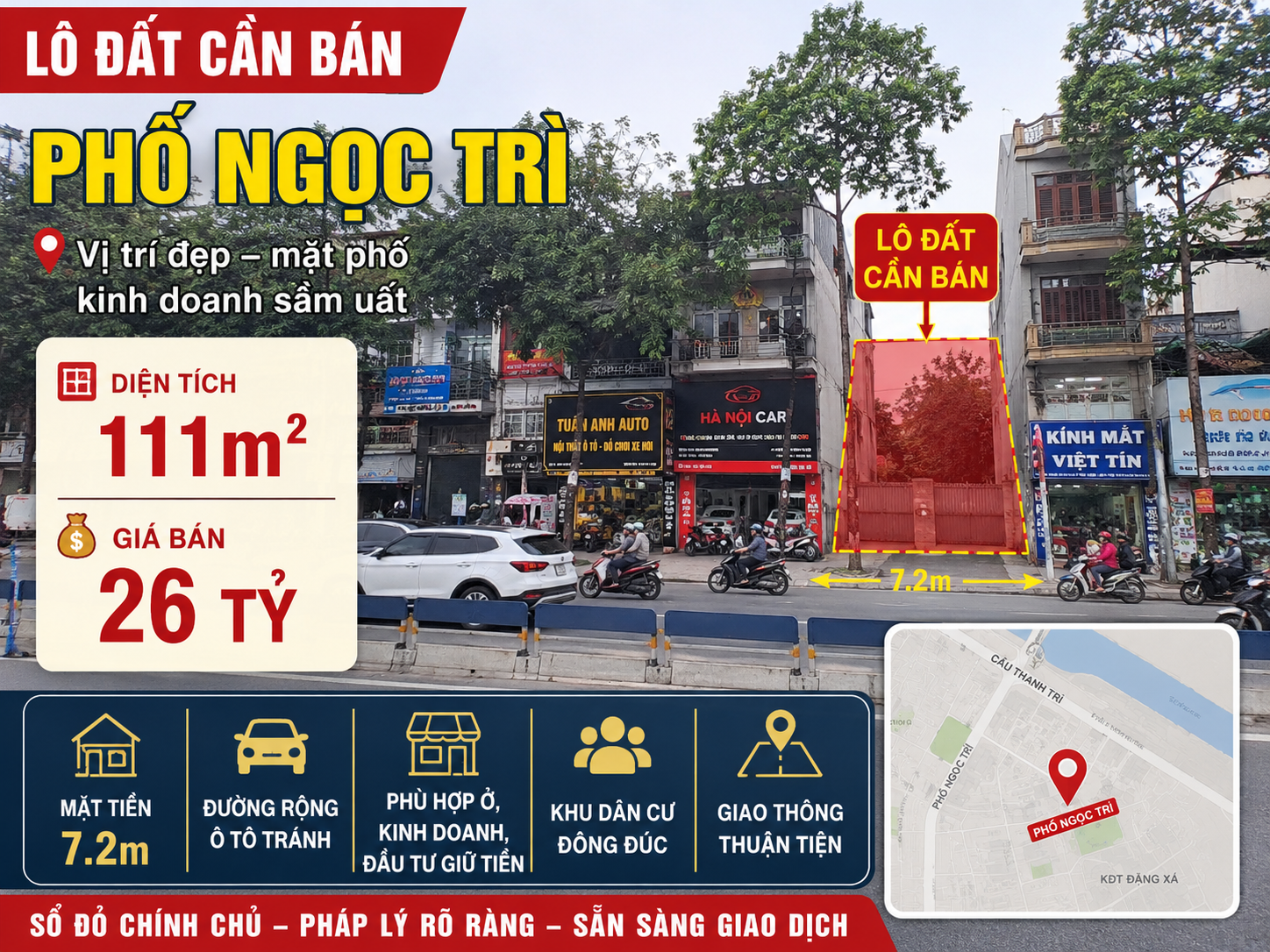🏡 BÁN ĐẤT MẶT PHỐ NGỌC TRÌ – LONG BIÊN