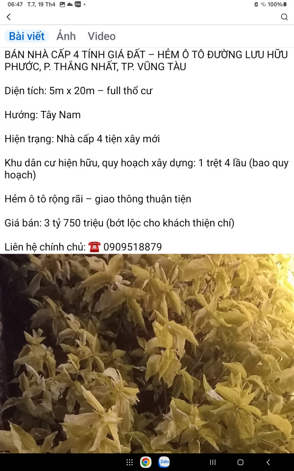 Bán nhà c4 mặt tiền hẻm lưu hữu phước phường thắng nhất