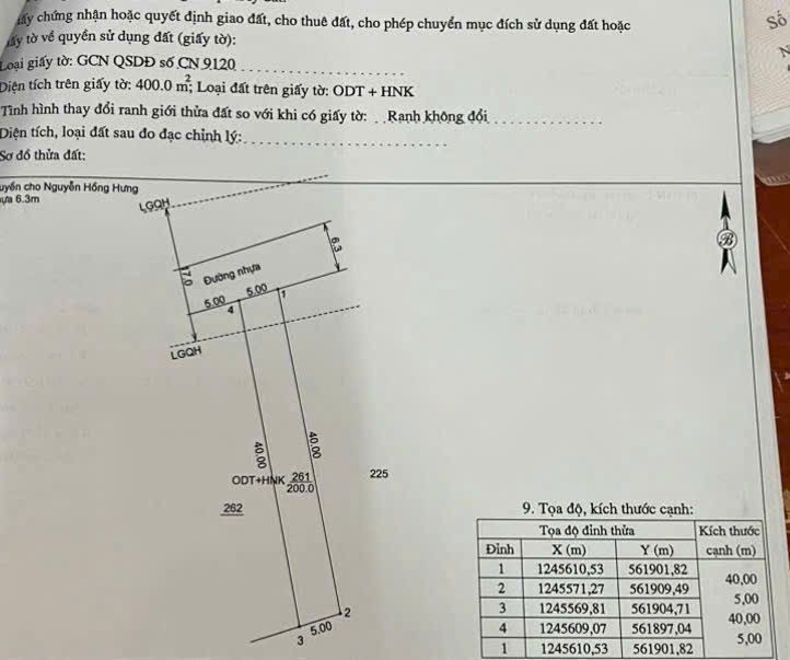 Bán đất 200.1m² có sẵn 60m² thổ cư ngang 5m tại Phường Thanh Điền