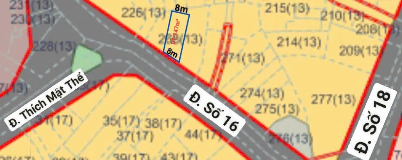 BDS  HVL BÁN LÔ MTKD NGANG 8M 147M2 ĐƯỜNG 16 THẠCH MỸ LỢI Q2 GIÁ 13.5 TỈ