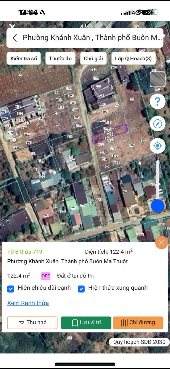 Bán đất 122.4m² giá 970 triệu Phường Thành Nhất