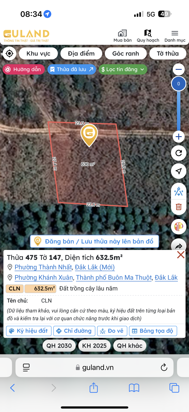 Bán đất 632.5m² giá 286 triệu Phường Thành Nhất