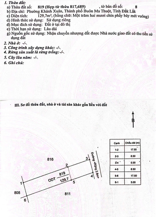 Bán đất 87.3m² ngang 5m giá 879 triệu Phường Thành Nhất