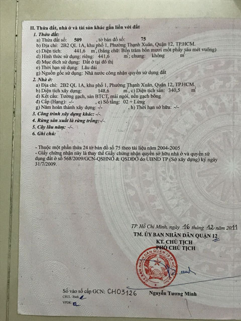 Cần bán nhà biệt thự + kho 845m2, khu bt Thạnh Xuân Quận 12