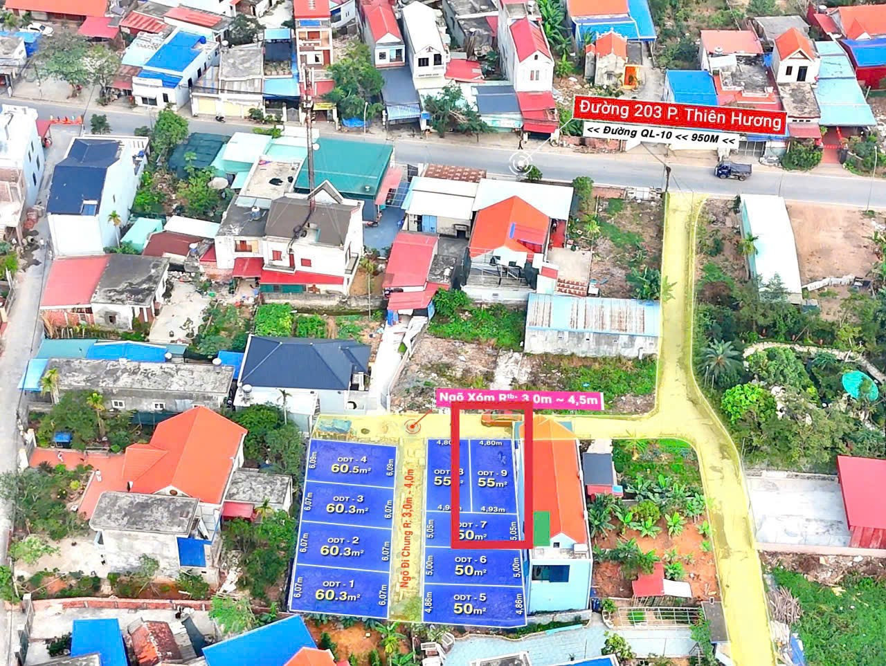 Bán đất 56.8m² ngang 4,8m giá 1.38 tỷ Phường Thiên Hương(Thiên Hương). liên hệ 0362558882