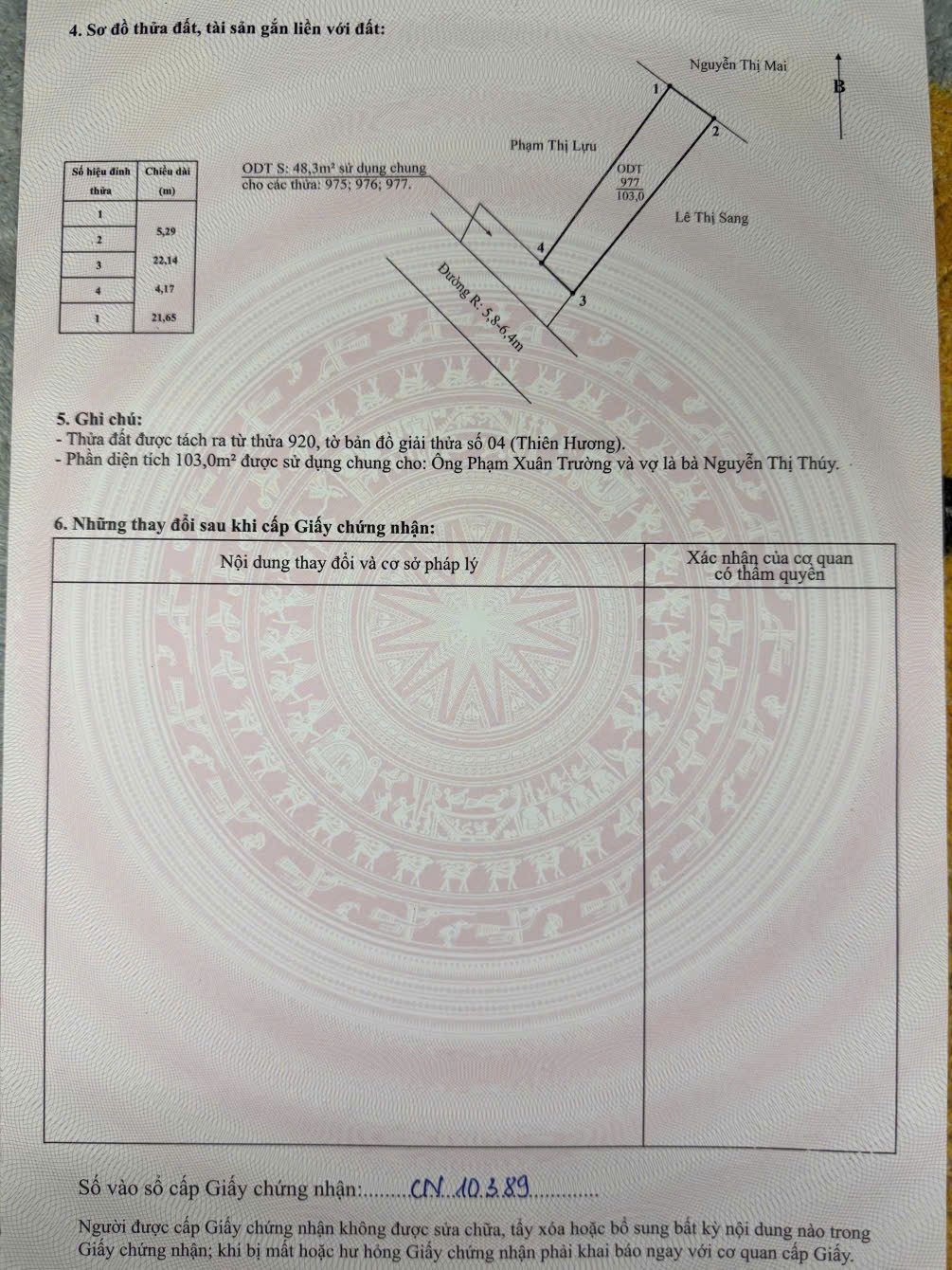 04/2026.Bán nhà 103m² full thổ cư ngang 4m . đường nhựa 7m. giá 2.98 tỷ tại Phường Thiên Hương. Thiên Hương. liên hệ 0362558882