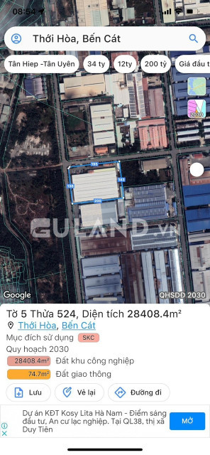 Bán  kho, nhà xưởng 28400m² , giá 148 tỷ tại, Phường Thới Hòa, Thị xã Bến Cát, Bình Dương