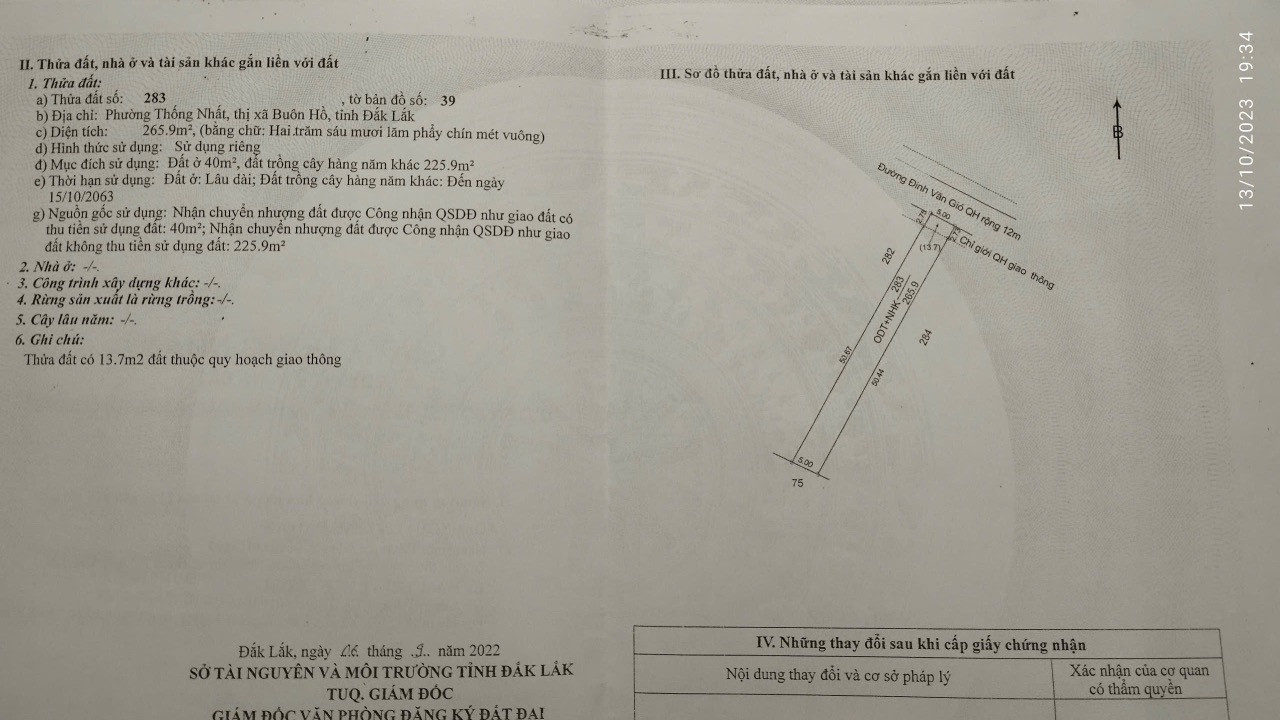 BÁN ĐẤT PHƯỜNG THỐNG NHẤT - BUÔN HỒ