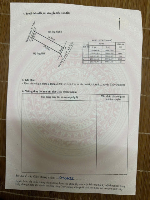 Bán đất 123.9m² ngang 5m đường 5m. giá 2.35 tỷ Phường Thủy Nguyên( An Lư). Liên hệ 0362558882