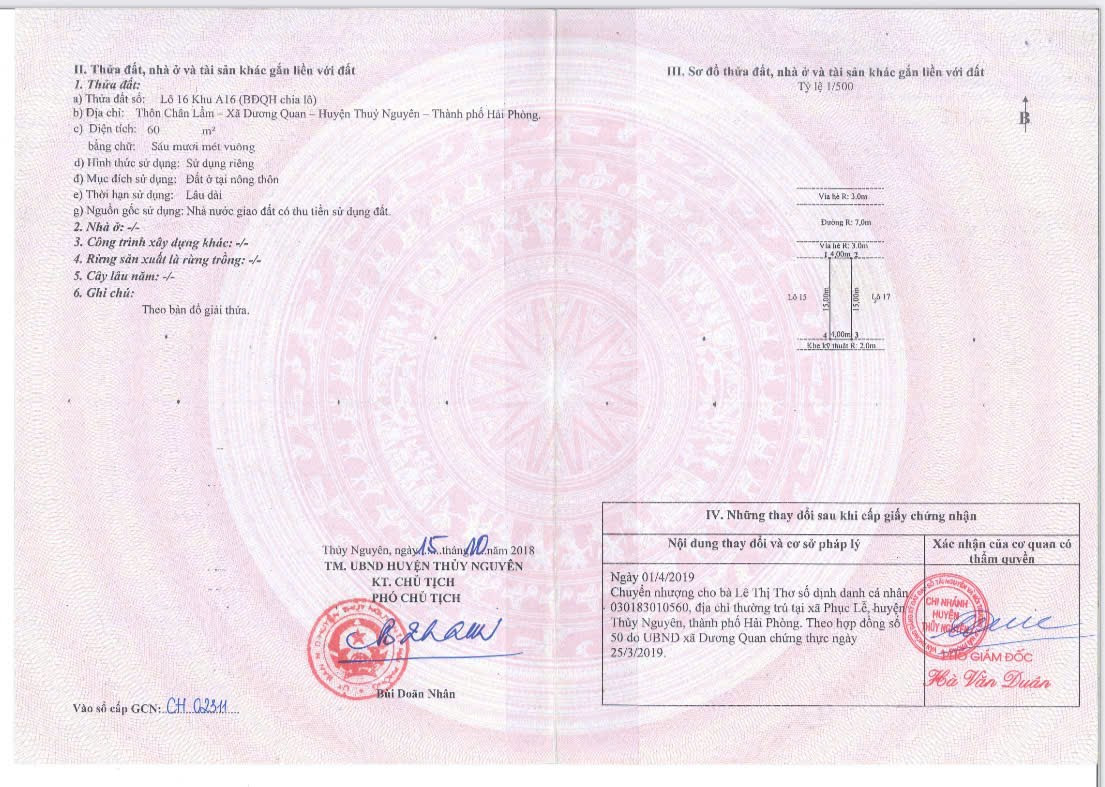 Bán đất 60m² ngang 4m . lô 16A16. đường 13m. tái định Cư Khu A. giá 3.72 tỷ Phường Thủy Nguyên(Dương Quan) liên hệ 0362558882