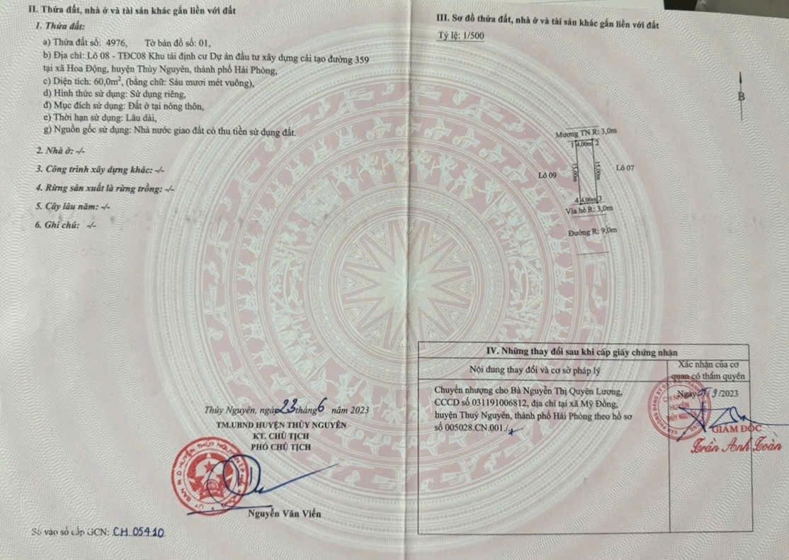 06.2026.Bán lô 08tdc08. tái định cư hoa động.60m² giá 4.25 tỷ tại Phường Thủy Nguyên Hải Phòng. liên hệ 0362558882