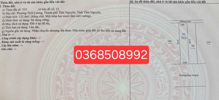Bán đất 125m² ngang 5m giá 2.1 tỷ Phường Tích Lương