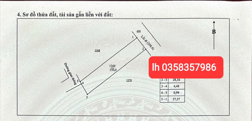 Bán đất 150m² full thổ cư ngang 5.41m giá 1.95 tỷ tại Phường Tích Lương