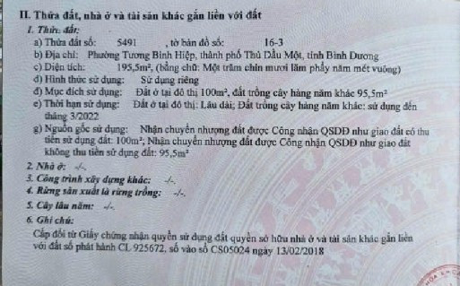 Bán đất 104.1m² 8 tỷ tại Phường Tương Bình Hiệp Thành phố Thủ Dầu Một