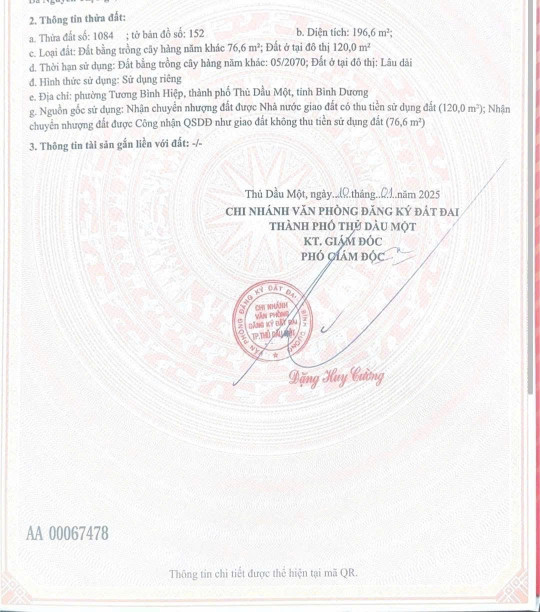 Bán đất 196.7m² ngang 5m giá 2.65 tỷ tại Phường Tương Bình Hiệp: 0815422197