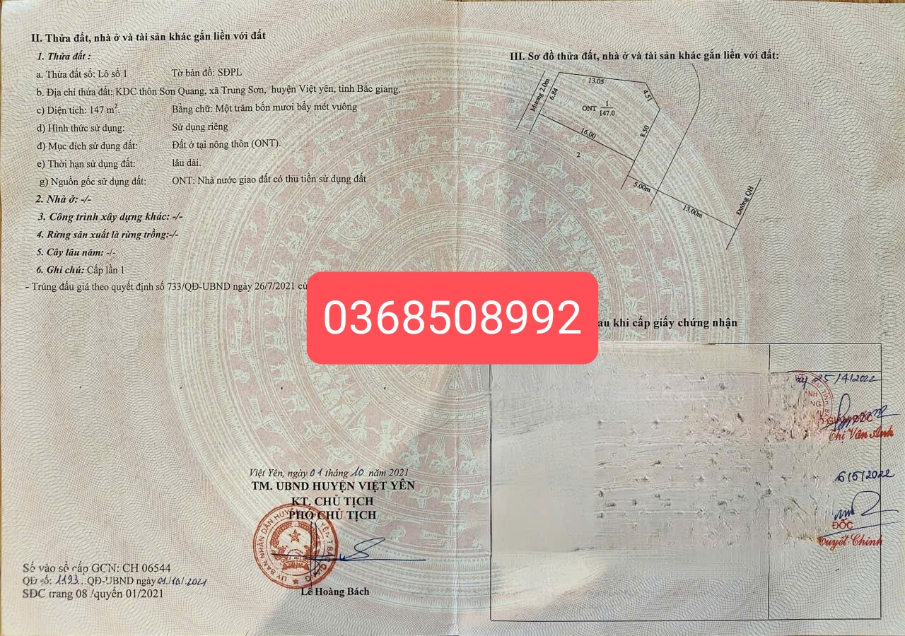 Bán đất 147m² ngang 8,5m giá 6.4 tỷ Phường Vân Hà