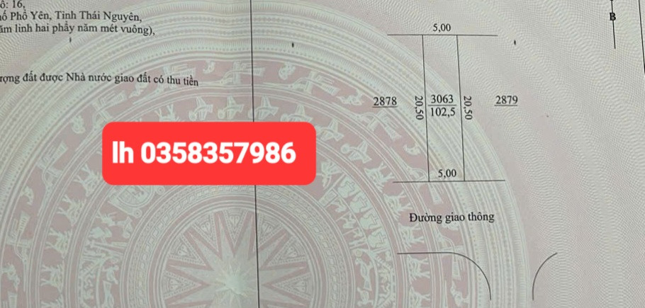 Bán đất 102.5m² ngang 5m giá 3.35 tỷ Phường Vạn Xuân