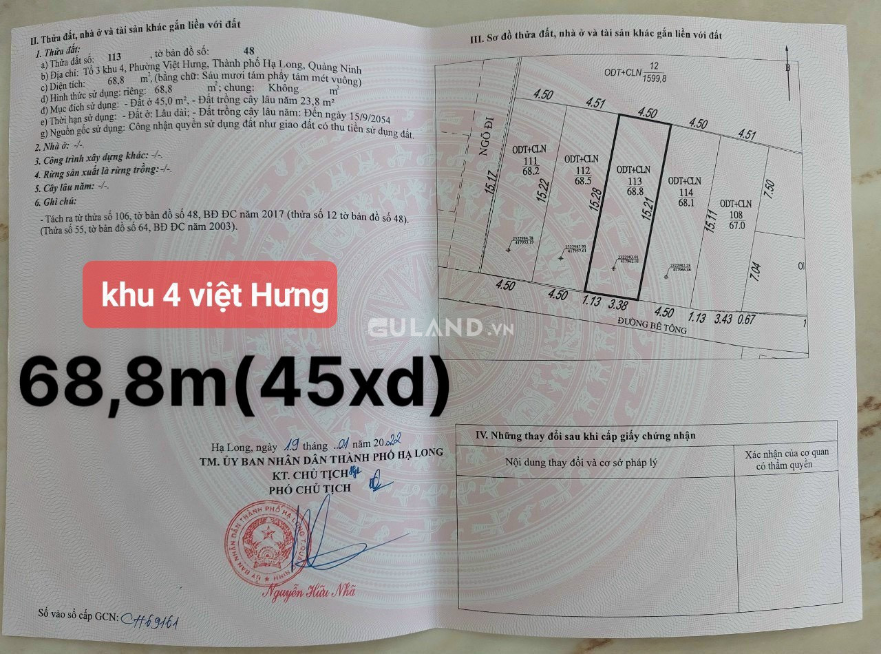 Đất Phân Lô Phường Việt Hưng